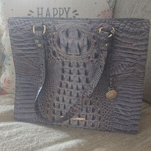 Brahmin Croc-Embossed Tote in Rich Purple